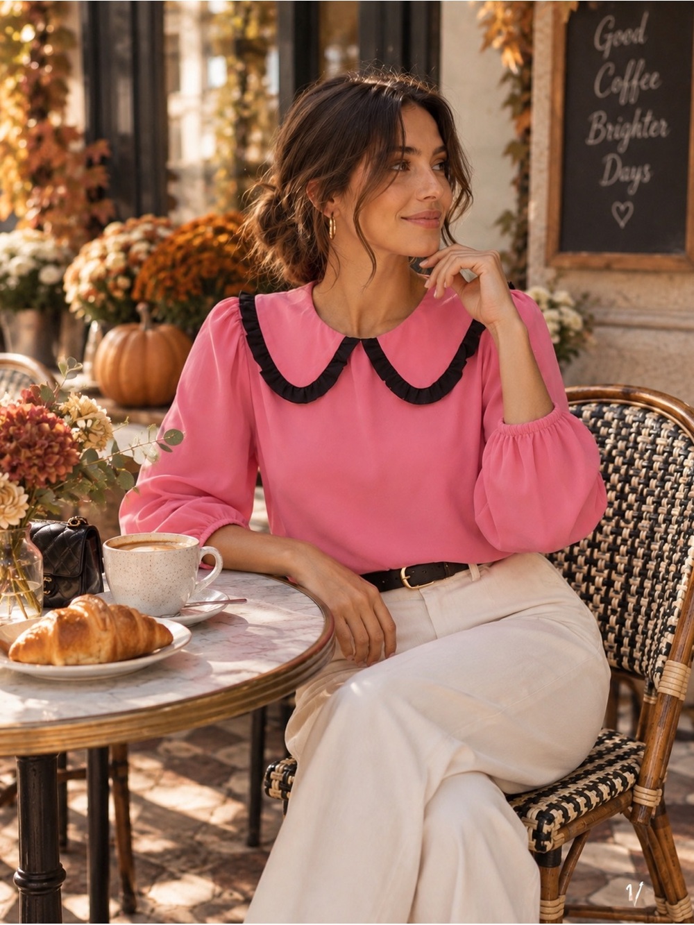 Sugar Lips Pink Peter Pan Collar Cropped Blouse I Size Xs